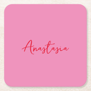 Professionele kalligrafie naam aangepaste roze kartonnen onderzetters