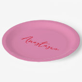 Professionele kalligrafie naam aangepaste roze papieren bordje (Gekanteld)