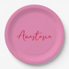 Professionele kalligrafie naam aangepaste roze papieren bordje