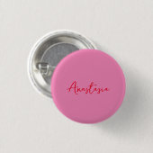 Professionele kalligrafie naam aangepaste roze ronde button 3,2 cm (Voorkant /achterkant)