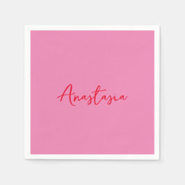 Professionele kalligrafie naam aangepaste roze servet