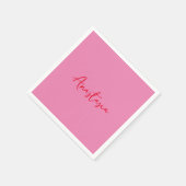 Professionele kalligrafie naam aangepaste roze servet (Hoek)