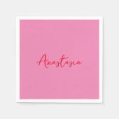 Professionele kalligrafie naam aangepaste roze servet (Voorkant)