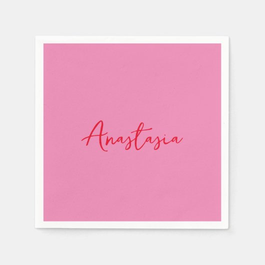Professionele kalligrafie naam aangepaste roze servet (Voorkant)