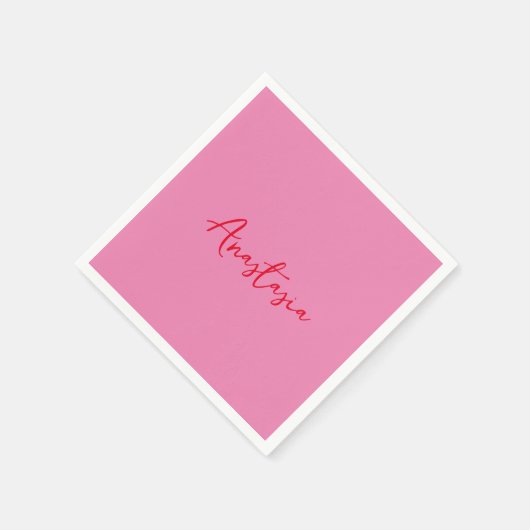 Professionele kalligrafie naam aangepaste roze servet (Hoek)