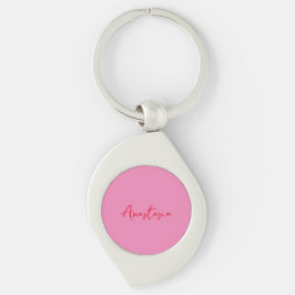 Professionele kalligrafie naam aangepaste roze sleutelhanger