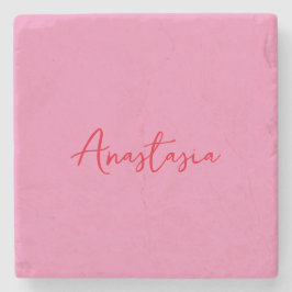 Professionele kalligrafie naam aangepaste roze stenen onderzetter