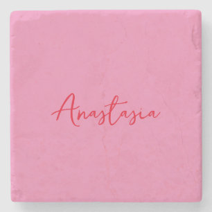Professionele kalligrafie naam aangepaste roze stenen onderzetter