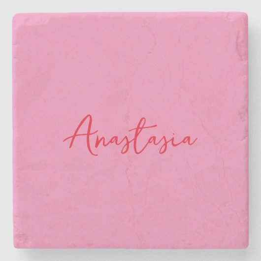 Professionele kalligrafie naam aangepaste roze stenen onderzetter (Voorkant)