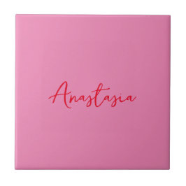 Professionele kalligrafie naam aangepaste roze tegeltje