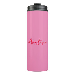 Professionele kalligrafie naam aangepaste roze thermosbeker