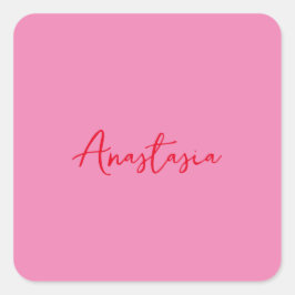 Professionele kalligrafie naam aangepaste roze vierkante sticker