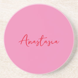 Professionele kalligrafie naam aangepaste roze zandsteen onderzetter