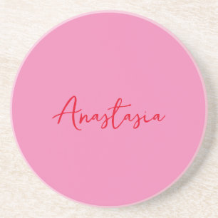 Professionele kalligrafie naam aangepaste roze zandsteen onderzetter
