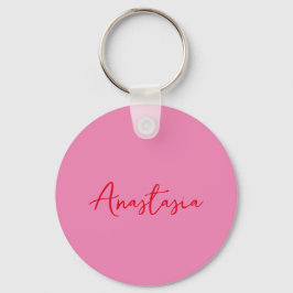 Professionele kalligrafie naam op maat roze blauw sleutelhanger