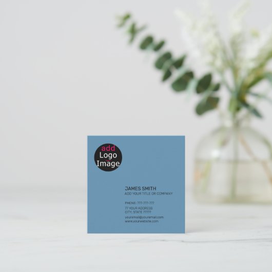 Professionele  kantoorkleding blauw vierkante visitekaartje (Staand voorkant)