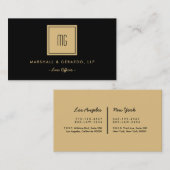 Professionele kantoren met Gold en Black Monogram Visitekaartje (Voorkant / Achterkant)