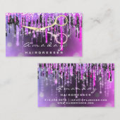 Professionele Kapper Schaar Gouden Drip Roze Visitekaartje (Voorkant / Achterkant)