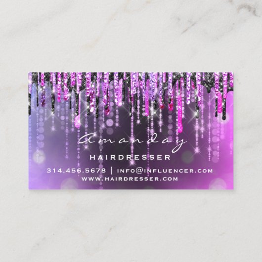 Professionele Kapper Schaar Gouden Drip Roze Visitekaartje (Achterkant)