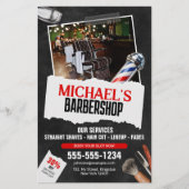 Professionele kapper winkel paal kapper scheren flyer (Voorkant)