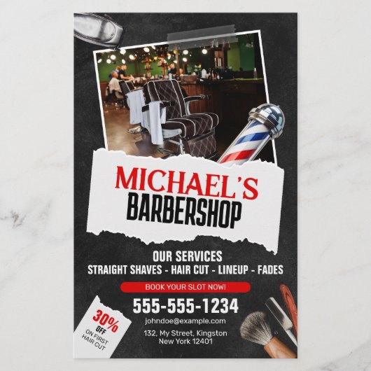 Professionele kapper winkel paal kapper scheren flyer (Voorkant)