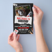 Professionele kapper winkel paal kapper scheren flyer (Hand)