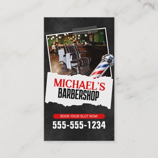 Professionele kapper winkel paal kapper scheren visitekaartje (Voorkant)