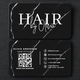 Professionele kapper zilver zwart QR-code  Visitekaartje