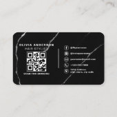 Professionele kapper zilver zwart QR-code  Visitekaartje (Achterkant)