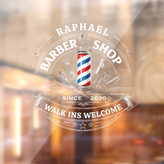 Professionele kapperszaak glasz sticker – op maat (Vel 2)