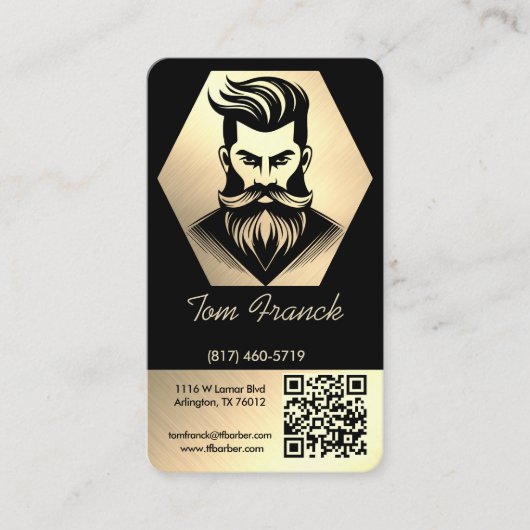Professionele kapperszaak zwart & goud en loyalite visitekaartje (Voorkant)