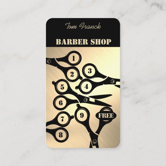 Professionele kapperszaak zwart & goud en loyalite visitekaartje (Achterkant)