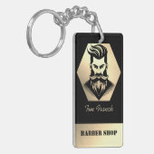 Professionele kapperszaak zwart & goud sleutelhanger (Voorkant Links)