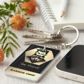 Professionele kapperszaak zwart & goud sleutelhanger (Voorkant Rechts)