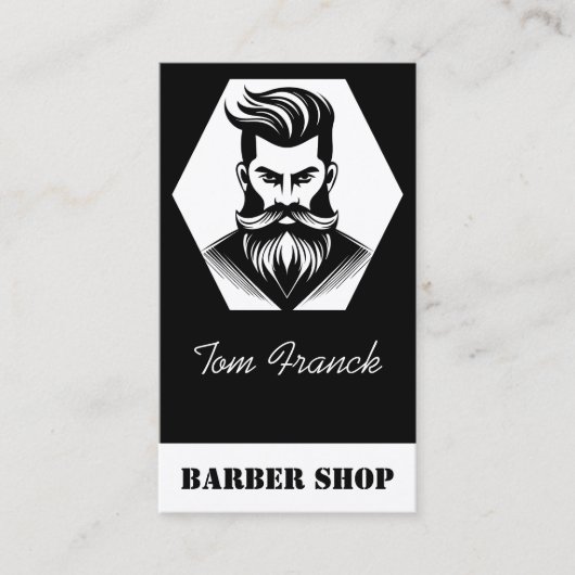 Professionele kapperszaak zwart-wit visitekaartje (Voorkant)
