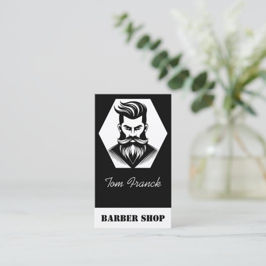 Professionele kapperszaak zwart-wit visitekaartje (Staand voorkant)