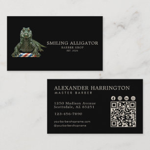 Professionele Kapperzaak Emerald Alligator Qr Code Visitekaartje