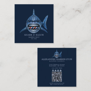 Professionele Kapperzaak Stalen Haai Qr Code Vierkante Visitekaartje