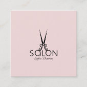 Professionele Kapsalon Foto Moderne Blush Roze Vierkante Visitekaartje (Voorkant)