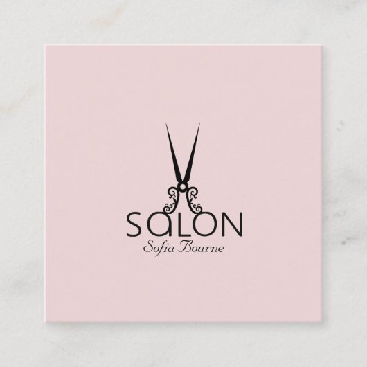 Professionele Kapsalon Foto Moderne Blush Roze Vierkante Visitekaartje (Voorkant)