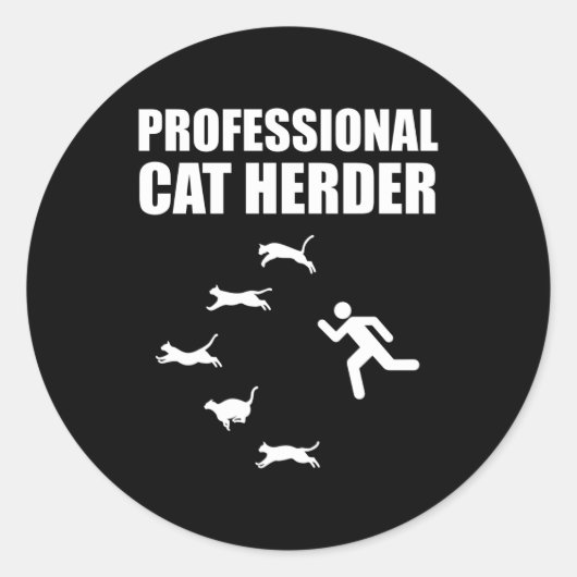 Professionele kat Herder Funny Herding Cats Ronde Sticker (Voorkant)