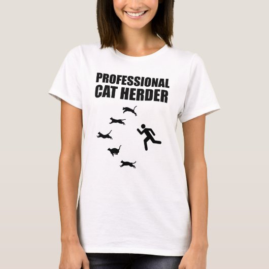 Professionele kat Herder Funny Herding Cats T-shirt (Voorkant)