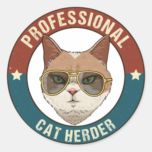 Professionele kat Herder Ronde Sticker (Voorkant)
