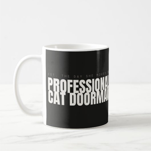 Professionele kattenportier Funny Cat Mok (Links)