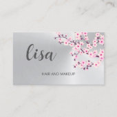 Professionele Kersenbloesem Roze Zilver Business C Visitekaartje (Voorkant)