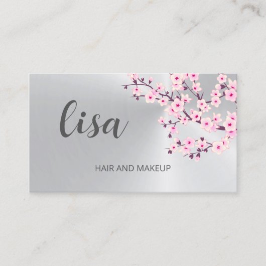 Professionele Kersenbloesem Roze Zilver Business C Visitekaartje (Voorkant)