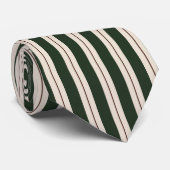 Professionele Kerst Strepen- Groen, Rood, Beige Stropdas (Opgerold)