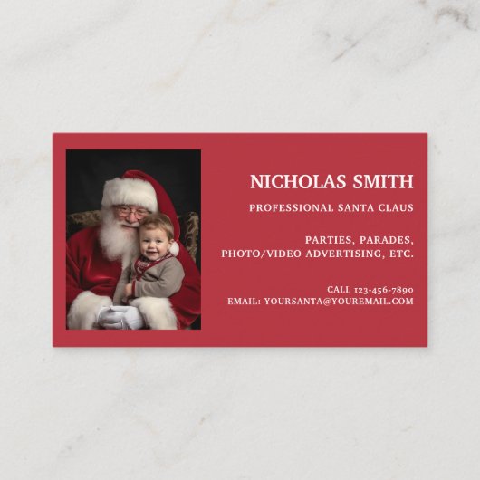 Professionele Kerstman foto Visitekaartje (Voorkant)