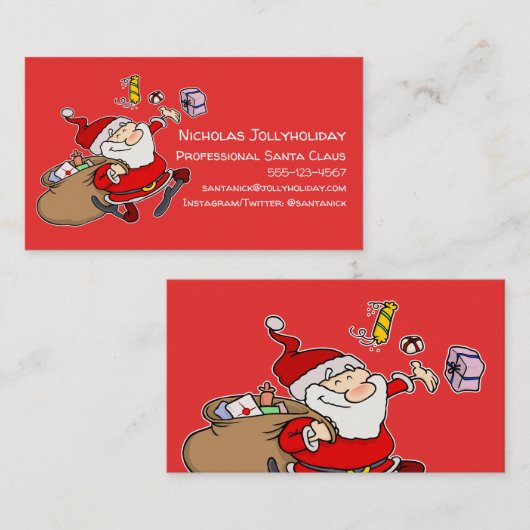 Professionele kerstman Funny Informele Cartoon Visitekaartje (Voorkant / Achterkant)