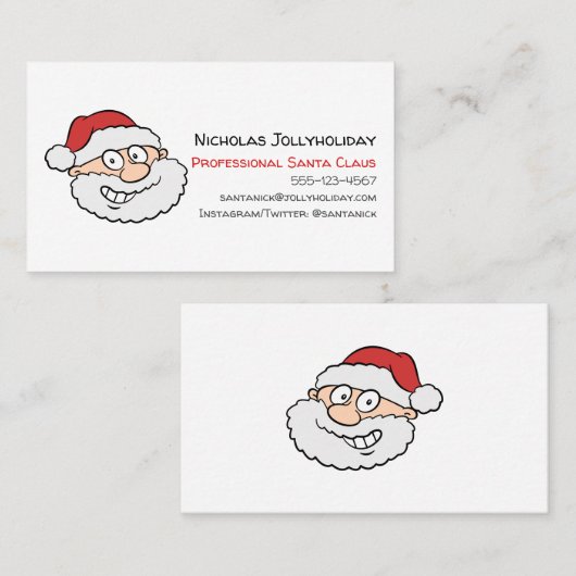 Professionele kerstman Funny Informele Cartoon Visitekaartje (Voorkant / Achterkant)